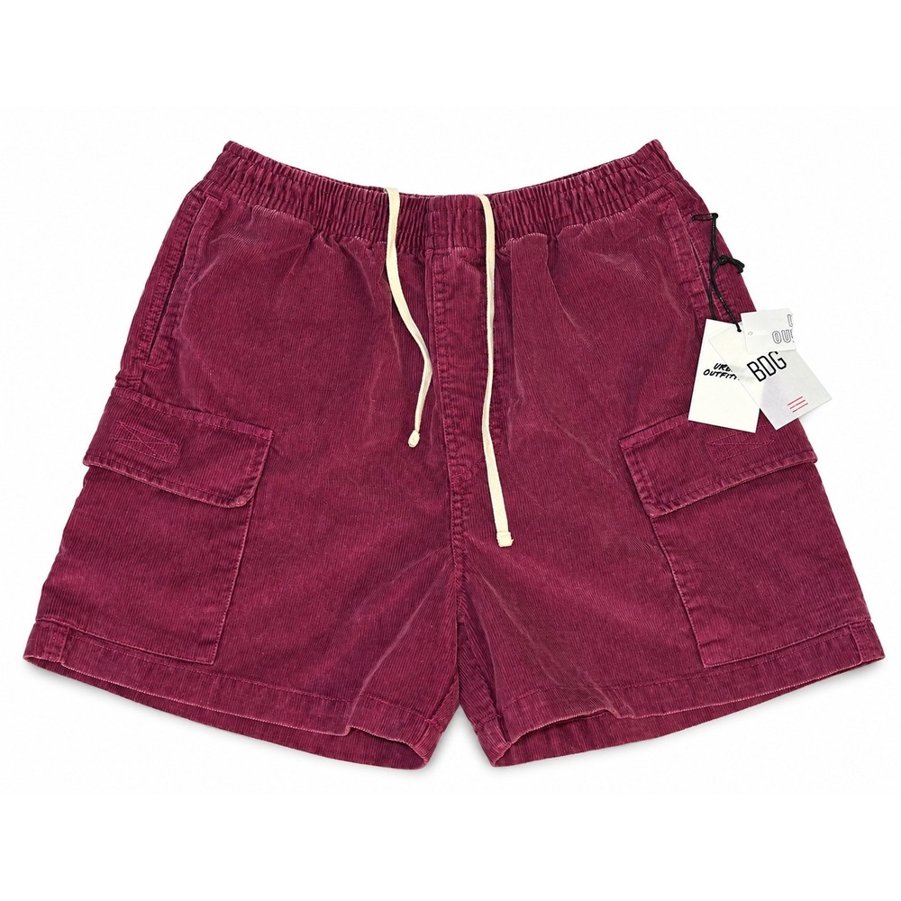 BDG Urban Outfitters Mens Corduroy Cargo Shorts Burgundy Y2K Streetwear Unisex